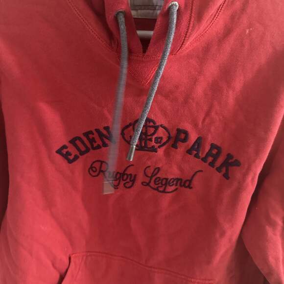 Eden Park Rugby Legend Red Hoodie Sweatshirt with Drawstrings - Picture 5 of 7